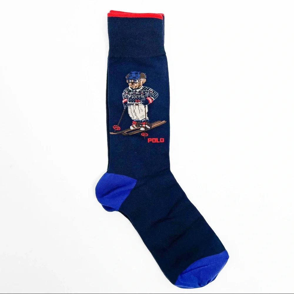 Polo Ralph Lauren Cortina Bear 3 Pack Socks Gift Box Royal / Navy - Picture 7 of 10